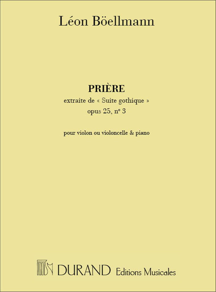 Priere Vl Ou Vlc-Piano Avec Parties De Violon Et